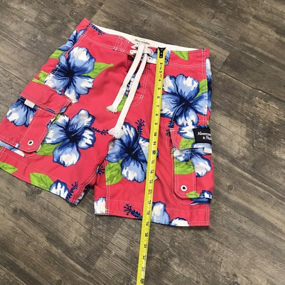 Y2K Vintage Abercrombie & Fitch Hawaiian Floral Swim Board Shorts Men Size Small - Picture 8 of 10